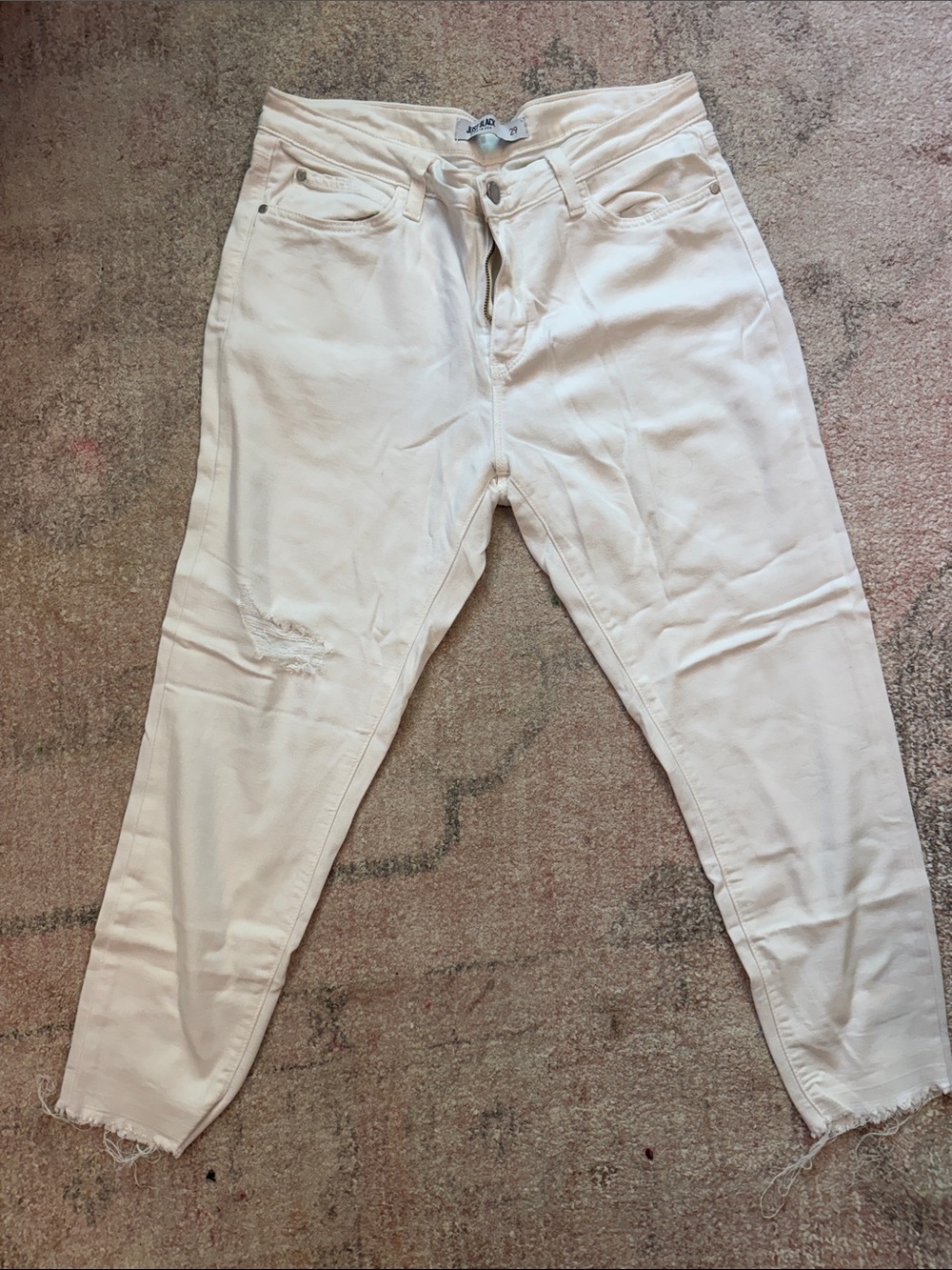 Just Black Women's White Ankle Crop Distressed Jeans